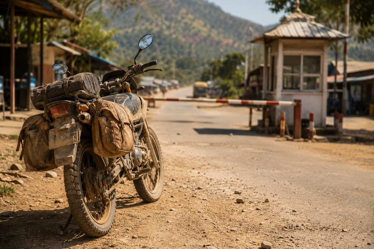 Passage de frontière terrestre à moto pour un visa run depuis la Thaïlande